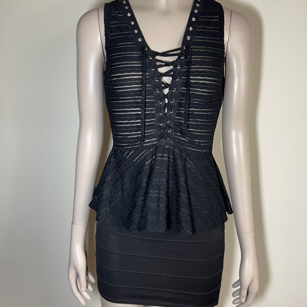 Blush Sheer Lace Up Top - Picture 9 of 9